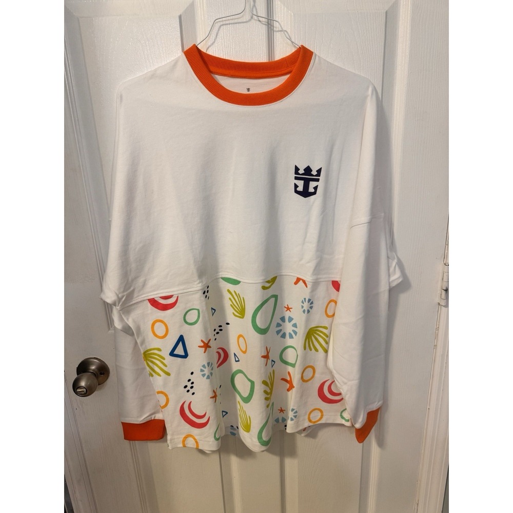 Royal Caribbean Coco Cay Perfect Day White Orange Spirit Jersey Shirt Unisex L